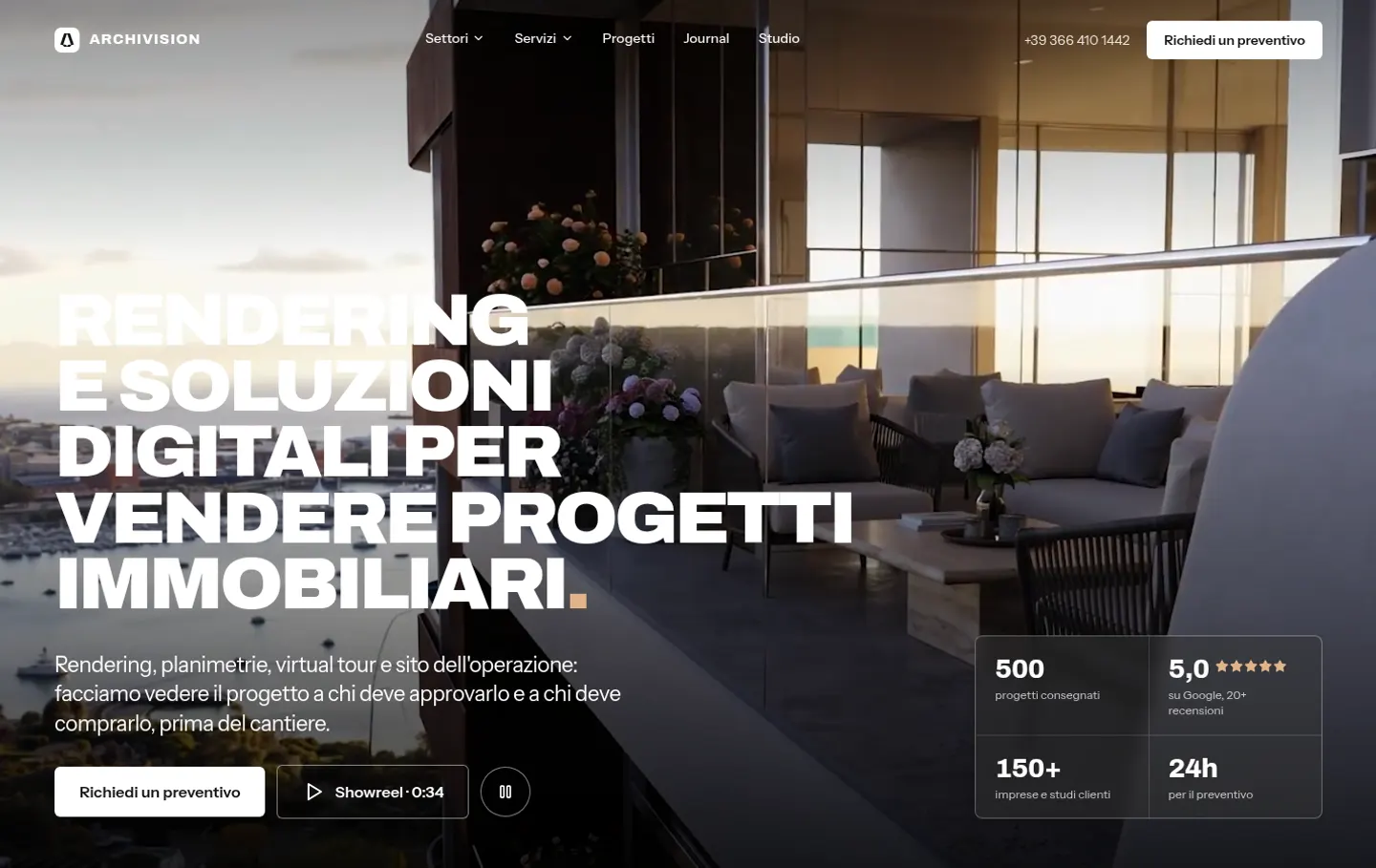 Sito di Archivision Studio su desktop