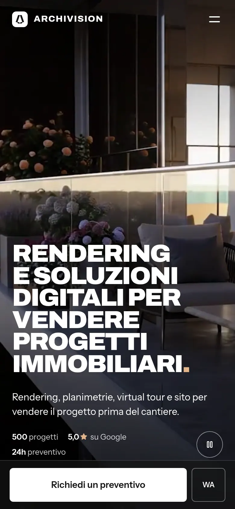 Sito di Archivision Studio su smartphone