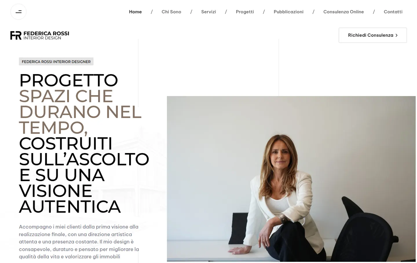 Sito di Federica Rossi Interior Design su desktop