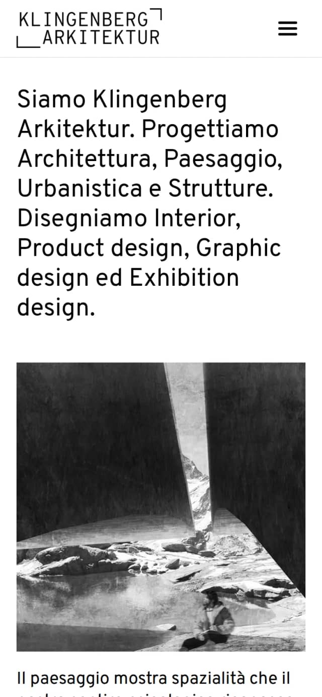 Sito di Klingenberg Arkitektur su smartphone