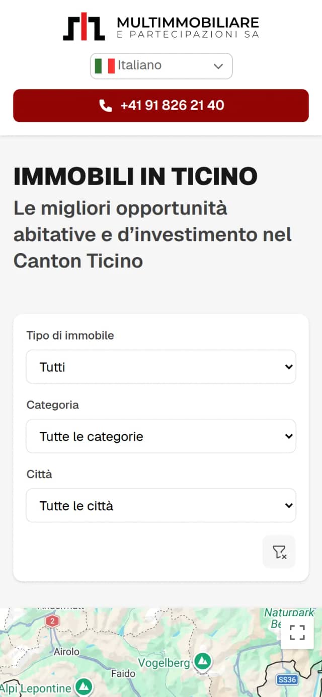 Sito di Multimmobiliare su smartphone
