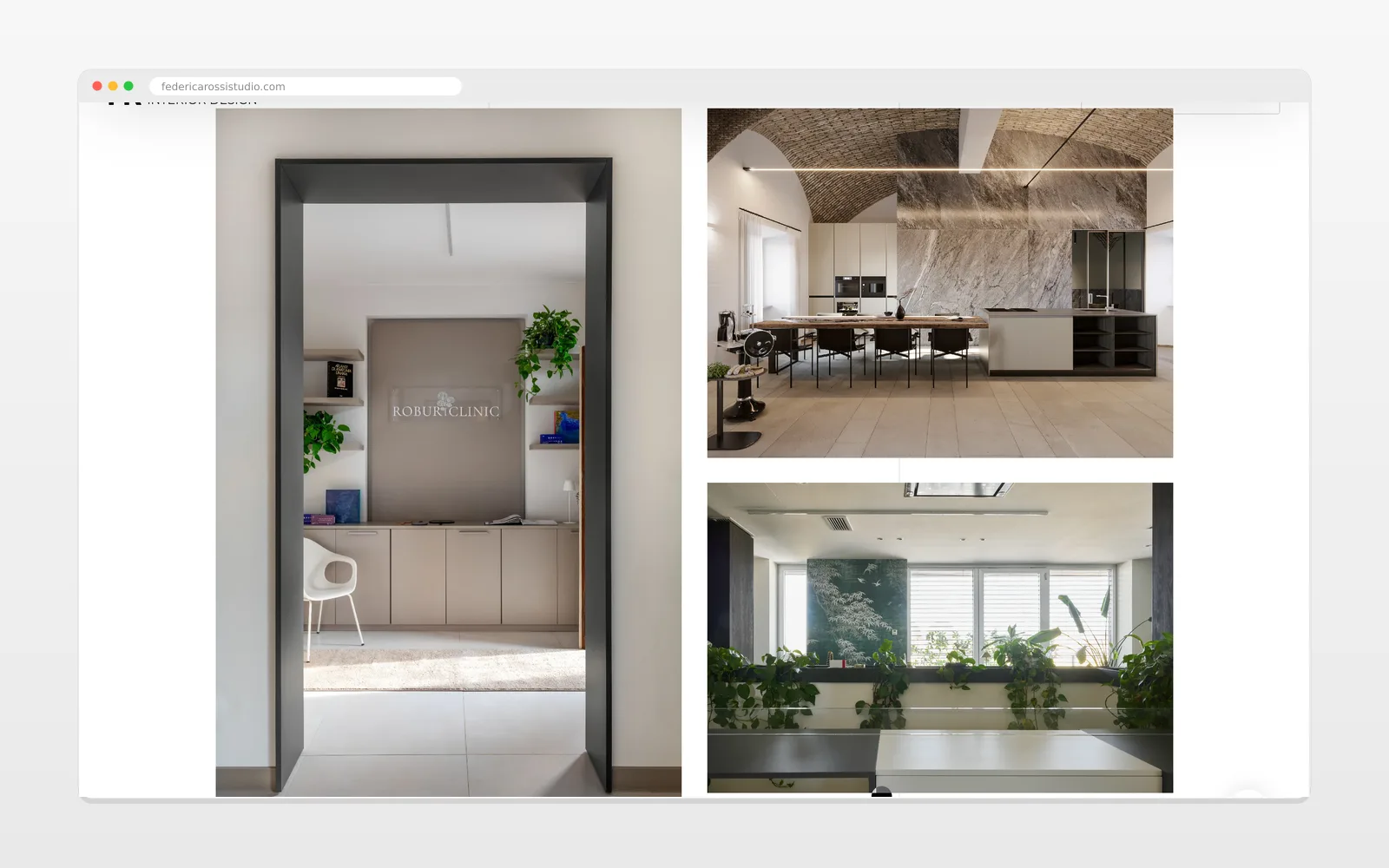 Una sezione interna del sito Federica Rossi Interior Design su desktop