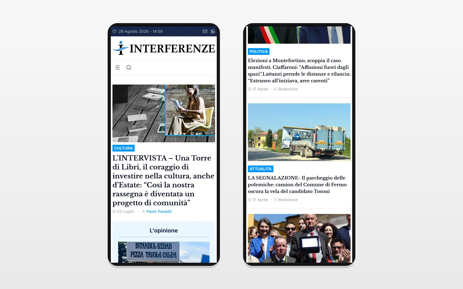 Il sito Interferenze visto da smartphone