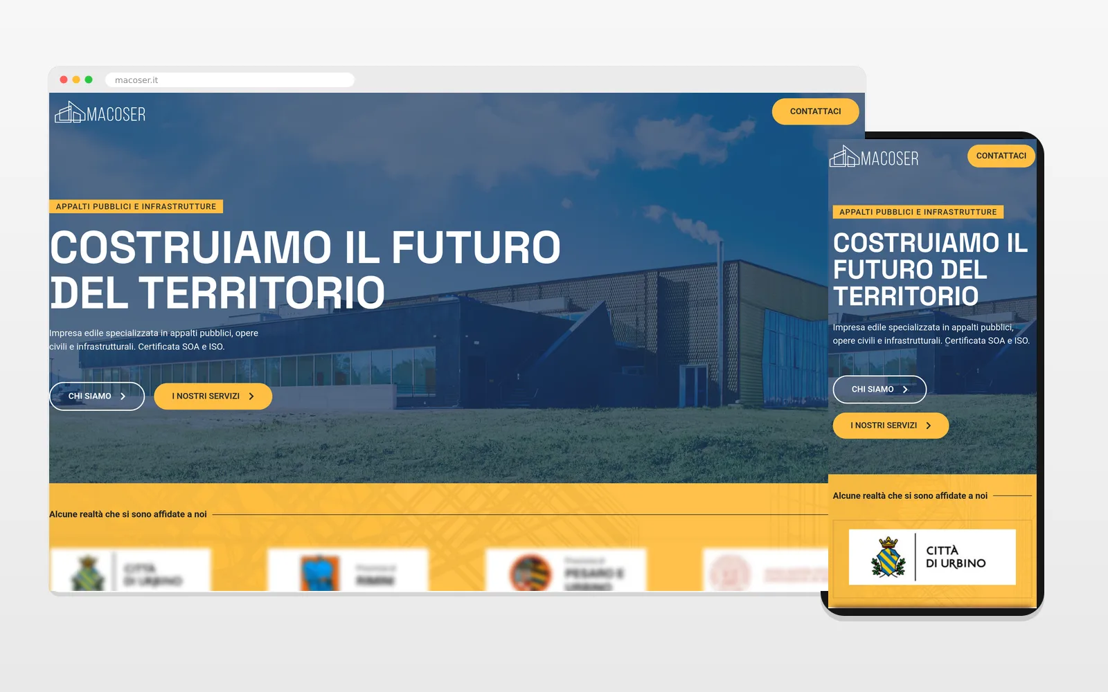 Home del sito Macoser S.r.l. su desktop e su smartphone