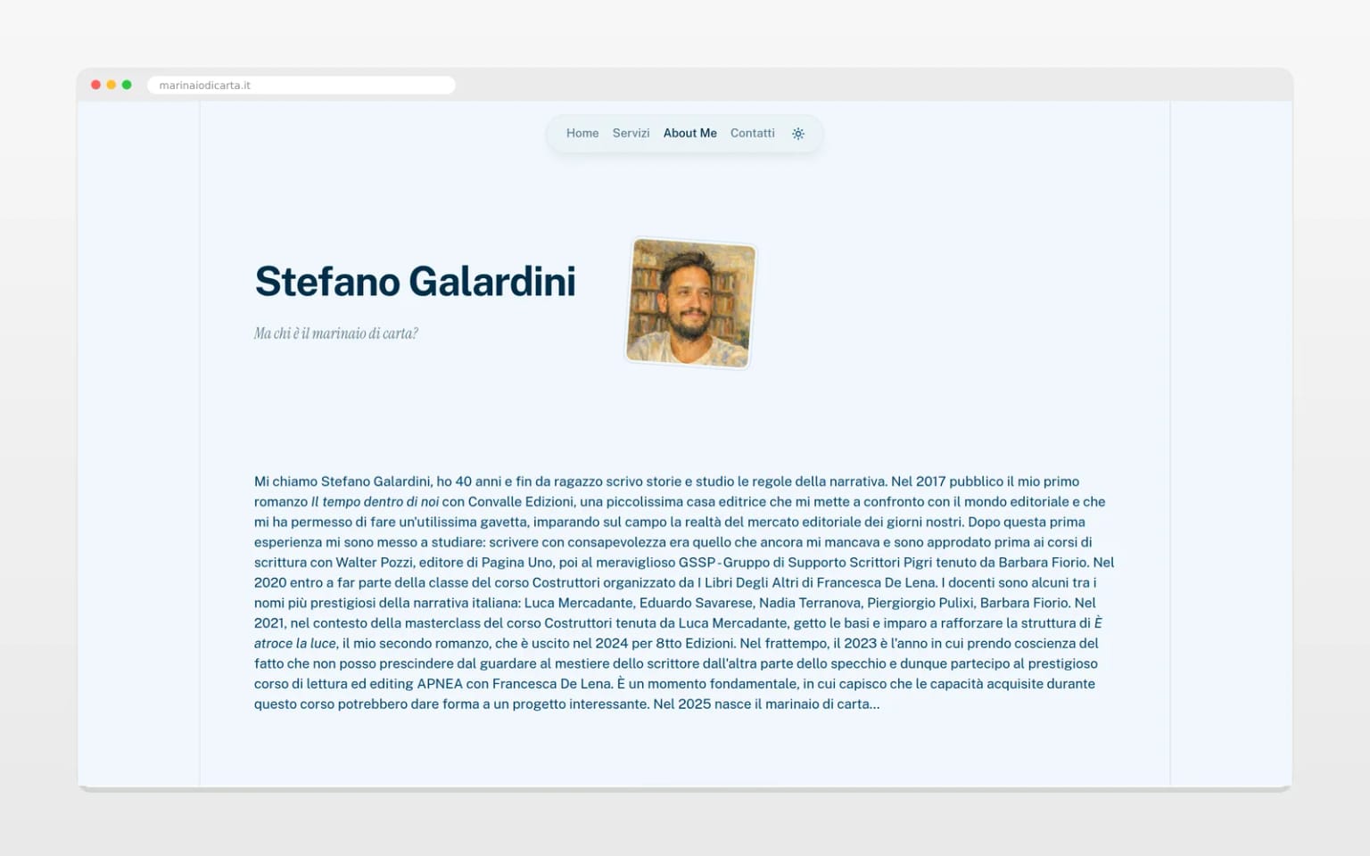 Una sezione interna del sito Il Marinaio di Carta su desktop