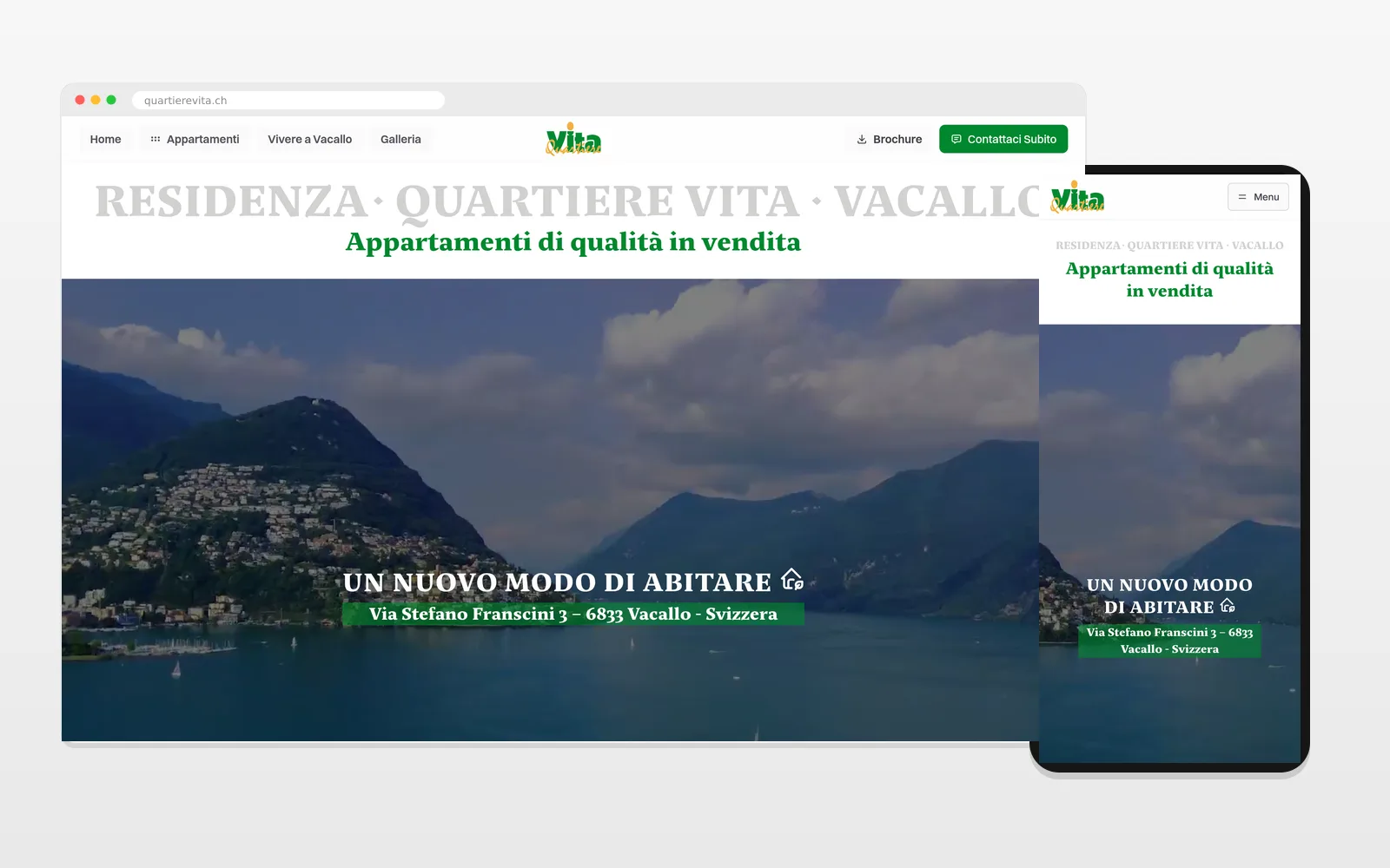 Home del sito Quartiere Vita su desktop e su smartphone
